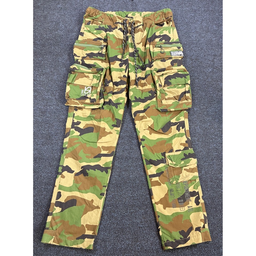 Smoke Rise Cargo Pants Mens Large Camo Tactical Utility Streetwear Multi Pocket
